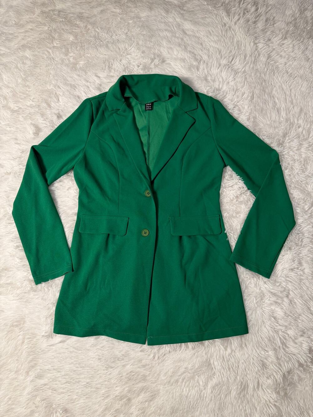 SHEIN Women’s Emerald Green Open Front Blazer Jacket Size Medium US 6